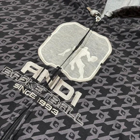 AND1 Y2K 2000s Full Zip All Over Print Basketball Hoodie - Picture 2 of 6